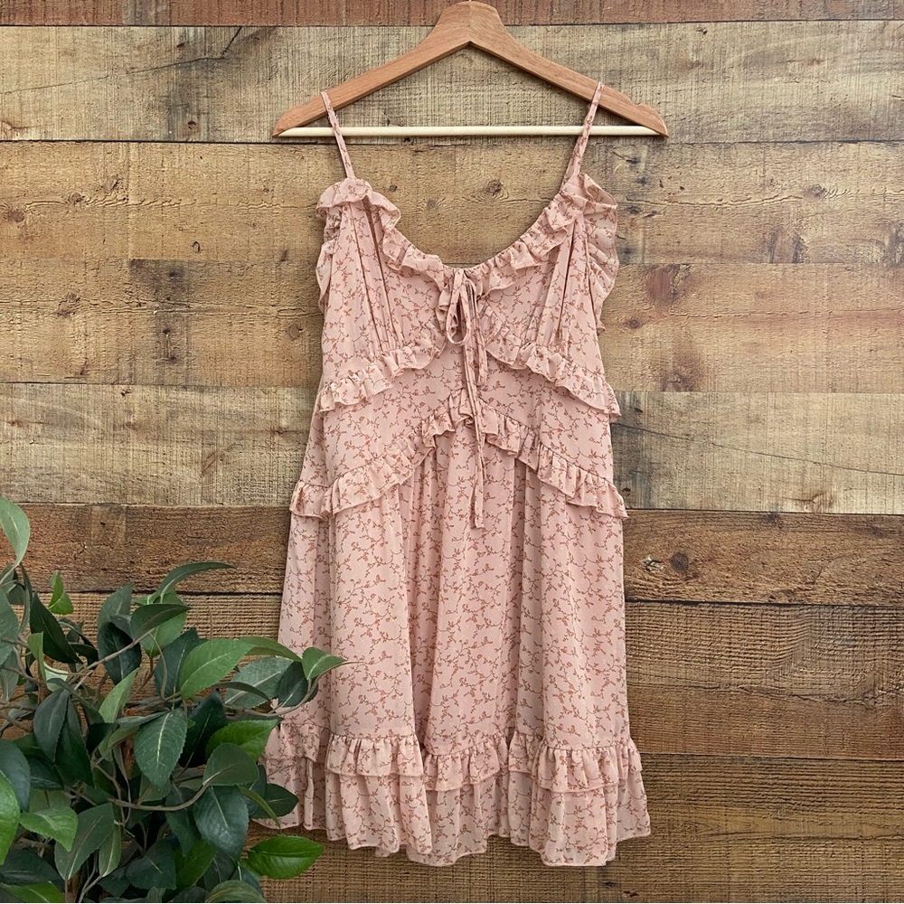 Floral Pink Ruffle Mini Dress